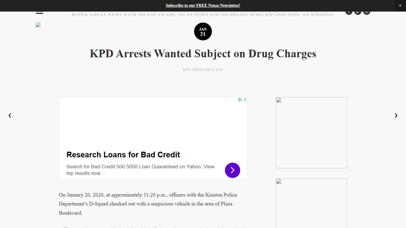 KPD Arrests Wanted Subject on Drug Charges — Neuse News