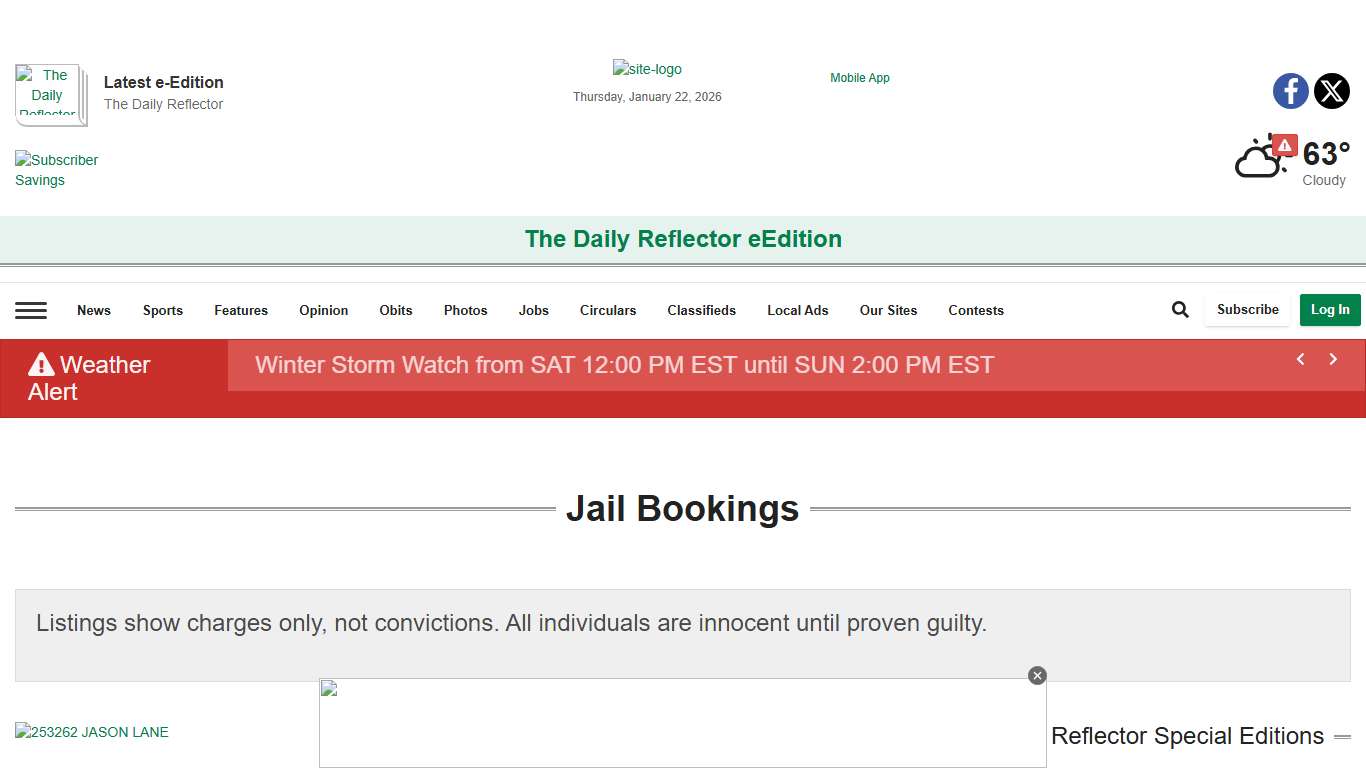 Jail Bookings reflector.com